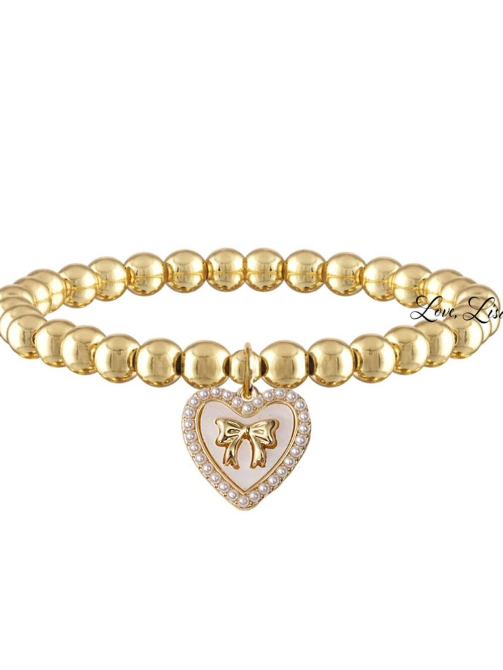 Pearl Heart Bow Bracelet